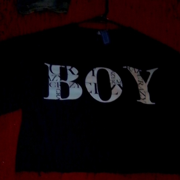 Black Sweater Crop Top "Boy Crazy" - Picture 3 of 3